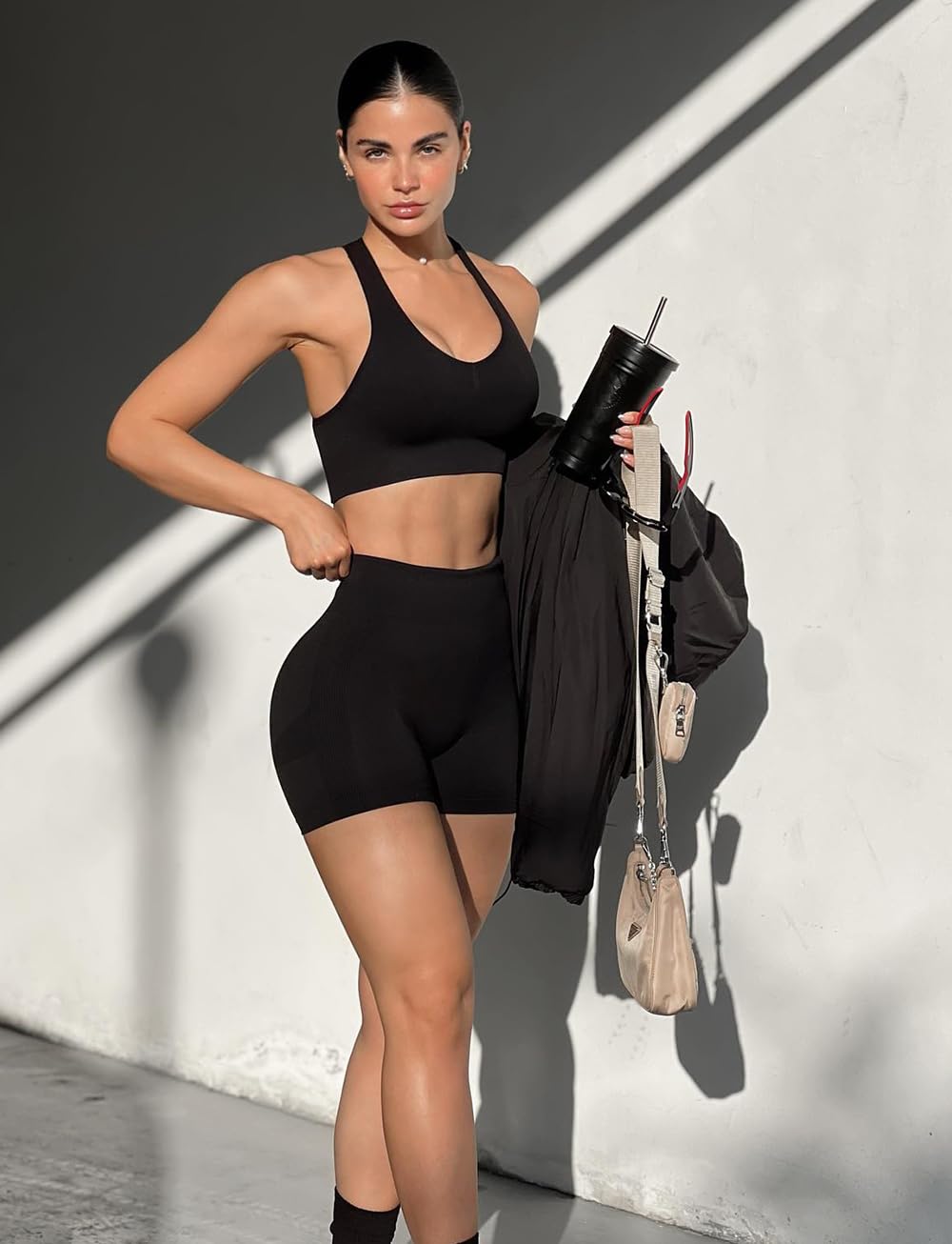 VVX 3 Piece Workout Shorts Womens Seamless High Waist Butt Lifting Scrunch Yoga Gym Shorts