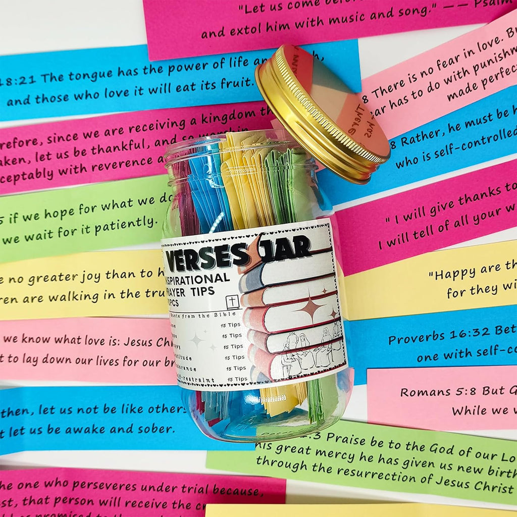 Bible Verses in a Jar, 90Pcs Mini Bible Verse Cards, Scripture Prayer Jar with Coloring Bible Verses, Bible Tabs, Pink Bible, Bible Bookmarks, Christian Gifts, Bible Journaling Supplies
