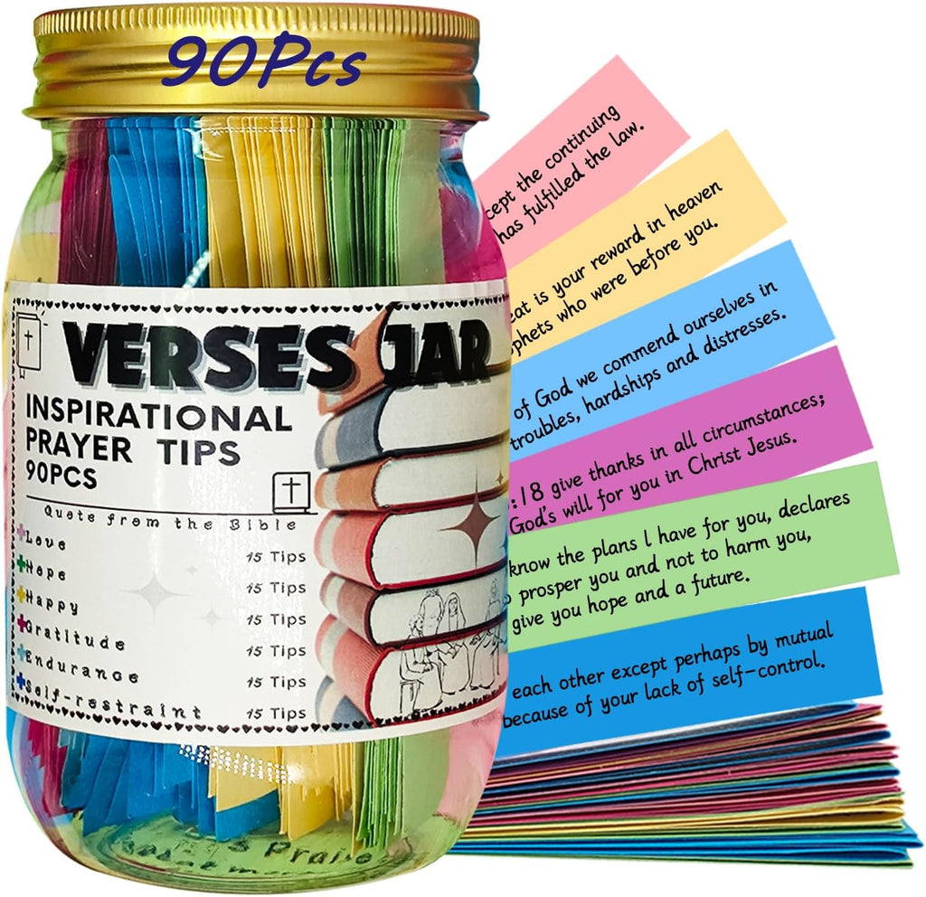 Bible Verses in a Jar, 90Pcs Mini Bible Verse Cards, Scripture Prayer Jar with Coloring Bible Verses, Bible Tabs, Pink Bible, Bible Bookmarks, Christian Gifts, Bible Journaling Supplies